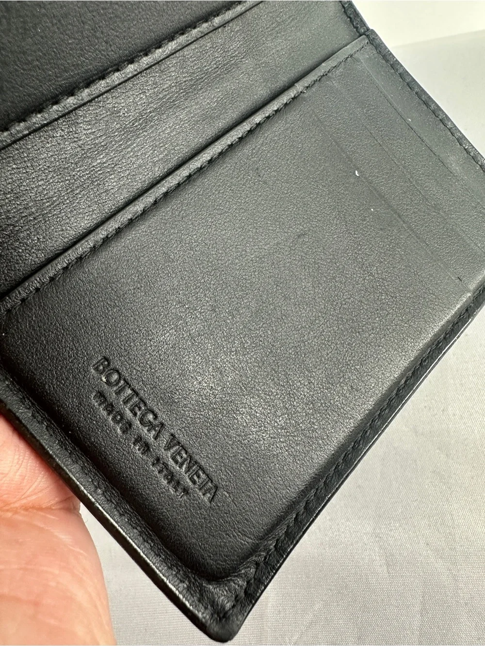 Bottega Veneta Cassette Flap Card Case Wallet Black Leather